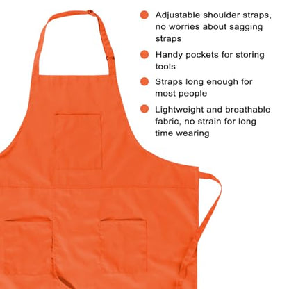 Pottery Split-Leg Make Ceramic Apron, Long Split-Leg Artist Painting Apron with 3 Pockets for Men and Women - color: Orange