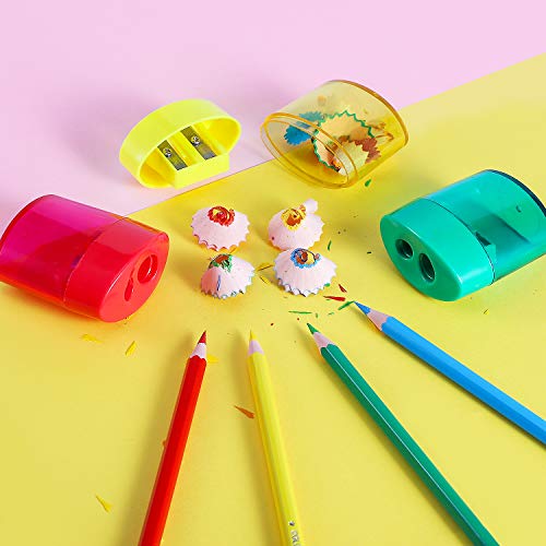 KIDMEN 2-Hole Pencil Sharpener - Handheld, 12 Pack for Kids