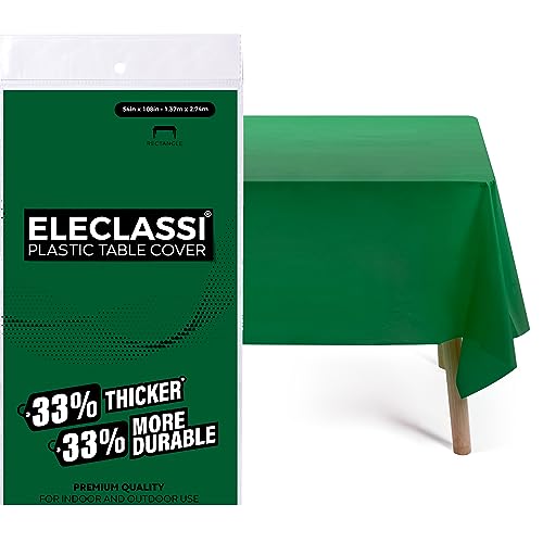 Eleclassi Emerald Green 12 Pack Premium Disposable Plastic Tablecloth 54 x 108 in - Plastic Table Cloth Disposable Tablecloth for Rectangle Table Up to 8 Feet - color: Emerald Green, size: 12 Pack Rectangle
