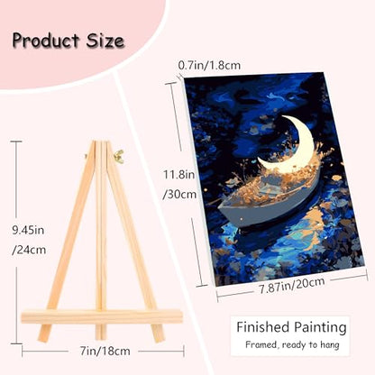 Muzagroo Art 4 Pcs Paint by Numbers Kits for Adults Framed Canvas with Wooden Easel DIY Beach Acrylic Oil Paintings Kits Paint by Numbers on Canvas Wall Art 8x12 inch (Magic Workd) - color: Magic Workd