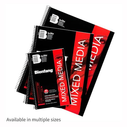 Bienfang Mixed Media Pad, 9x12 Inches (2-Pack) 40-Sheets Artist Paper, Spiral-Bound Sketchbook, 90lb,146gsm - size: 9 x 12 Inches (2-Pack)
