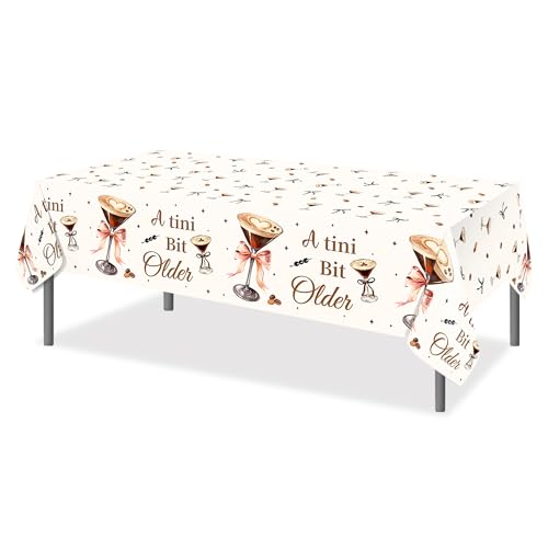 1Pc Martini Wine Glass Party Plastic Tablecloth 54 x 87 Inch Long Table Cover, Brown Martini Party Tablecover for Fruit Wine Theme Kids Baby Shower Birthday Dinner Picnic Kitchen Event - color: Brown Martini Wine Glass