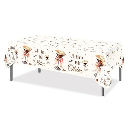 1Pc Martini Wine Glass Party Plastic Tablecloth 54 x 87 Inch Long Table Cover, Brown Martini Party Tablecover for Fruit Wine Theme Kids Baby Shower Birthday Dinner Picnic Kitchen Event - color: Brown Martini Wine Glass