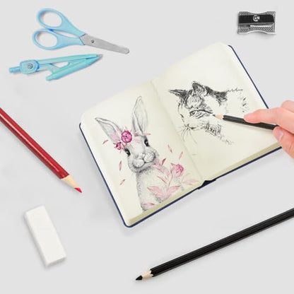 Mifuner Small Rectangle 3.5x5.5 200 Sheets 105gsm Mini Notebooks Blank Pages Sketchbooks Pocket Paint Writing Diary Memo PU Leather Cover Deep Blue - color: 105gsm-PU Cover-Deep Blue