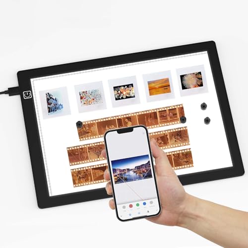 Magnetic Slide Viewer Light 5600K 12”x8” Ultra-Thin Adjustable Brightness Backlight for Slides and 35mm Film Negative Scanning - color: 12"x8" Magnetic Version
