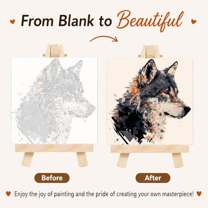 AUKELHJ Framed Paint by Numbers Kit for Adults, Wolf, 10x10 inch - color: 02-Wolf