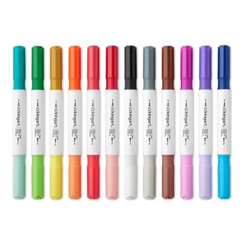 KINGART Dual Tone Acrylic Paint Markers, 12 Pens - Fine Tip, Water-Based Ink, Markers - Ideal for Calligraphy, Illustrations, Journaling