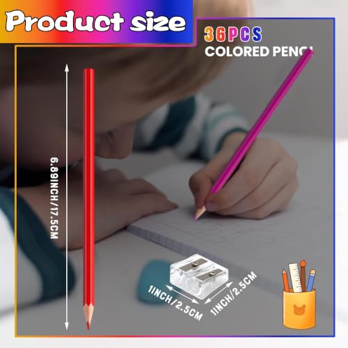 36 PCS Colored Pencils for Kids, Pre-sharpened Art Pencils Back to School Supplies Set, Drawing Sketching Pencils for Students, Teachers, Classroom - color: colored
