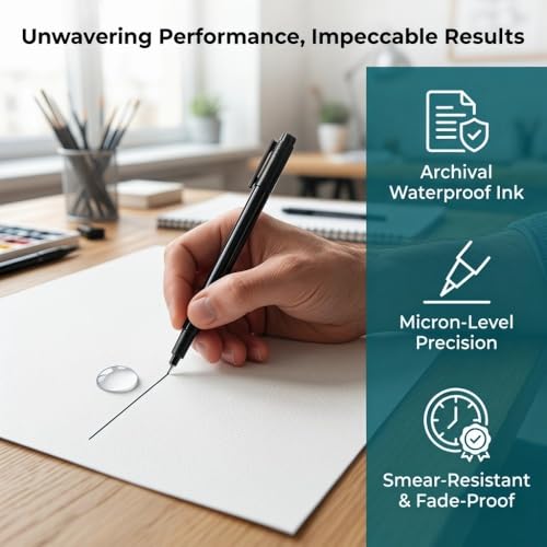 8pcs Fine Tip Micron Liner Marker Pen Black Ink Waterproof Drawing Pen for Comic Hand Painting