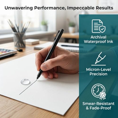 8pcs Fine Tip Micron Liner Marker Pen Black Ink Waterproof Drawing Pen for Comic Hand Painting