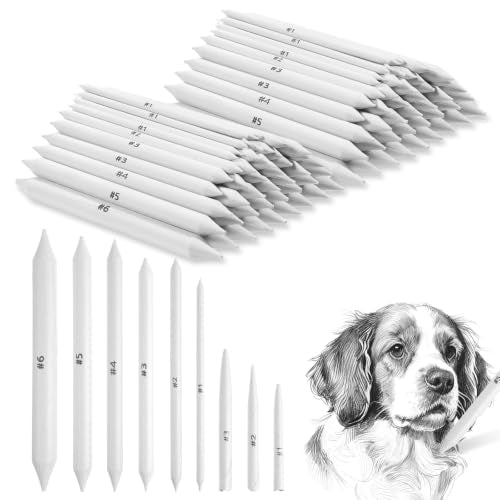 Oqqlin 144 Pcs Blending Stumps and Tortillions, 9 Sizes Blending Stumps Sketch Pencil Blender Paper Oil Pastel Tools for Drawing, Sketch, Charcoal for Student, Artist