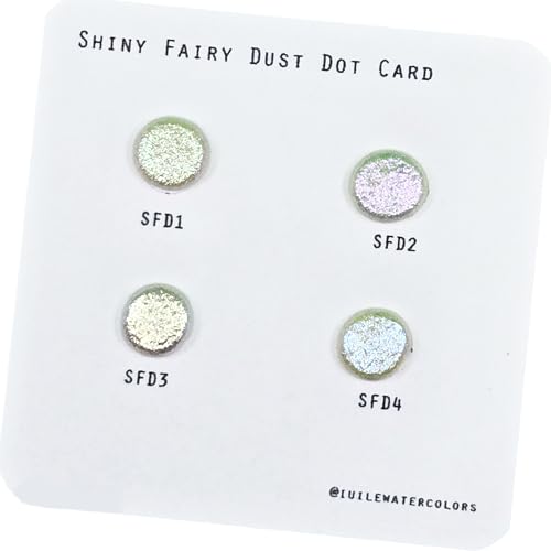 IUILE Handmade Watercolor Paints - Shiny Fairy Dust Dot Card (4 colors). Color Shift, Metallic, Shiny, Shimmer - color: Shiny Fairy Dust Dot