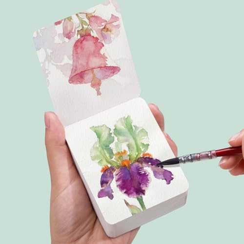 LIGHTWISH Mini Watercolor Sketchbook 60 Sheets 2.6 x 3.3 inch 100% Cotton Cold Press 300gsm/140lb,Mini Travel Small Watercolor Book Square Painting Notebook Tearable Art Paper Sketchbook - size: 2.6*3.3in