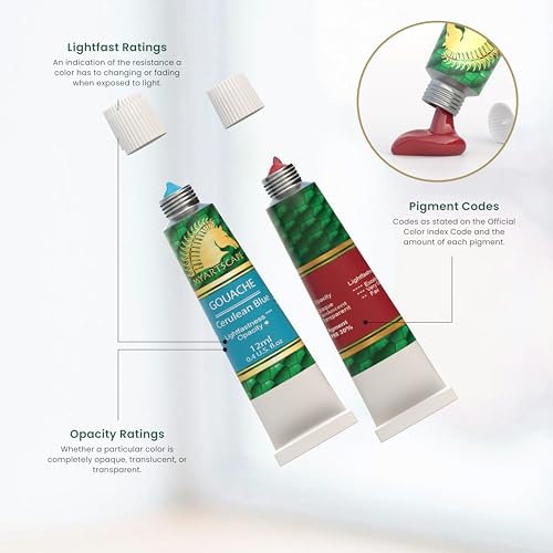 MyArtscape Gouache Paint Set - 12 x 12ml Artist Gouache Paints