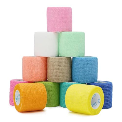 OK TAPE 12 Rolls Self Adhesive Bandage Wrap, Cohesive Elastic Athletic Tape - color: Spring, size: 2 Inch