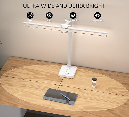 Double Head LED Desk Lamp, Architect Desk Lamps for Home Office, 24W Brightest Workbench Office Lighting-5 Color Modes and 5 Dimmable Eye Protection Modern Desk Lamp (White-Desktop, Big) - color: White-Desktop