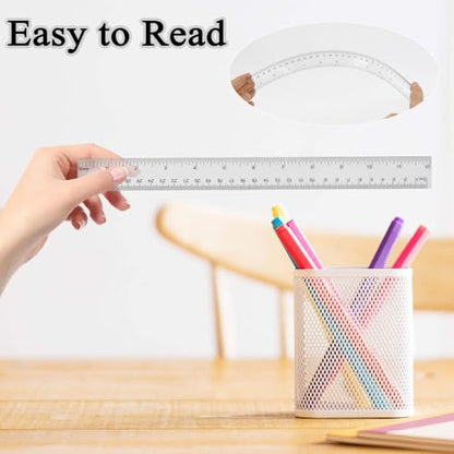 Plastic Clear Ruler Math Set-4 12 Inch 6 Inch Transparent Straight Ruler, 30/60 and 45/90 Triangle Ruler Geometry Math Transparent Ruler Measuring Tool for School Office Home Teachers Kids Supplies - color: Clear
