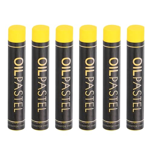 MECCANIXITY 6 PCS Oil Pastels, Soft Oil Chalk Pastels Crayons 11x70mm for Art Painting Drawing Blending, Color Crayons for Art Supplies Beginners, Yellow - color: Yellow