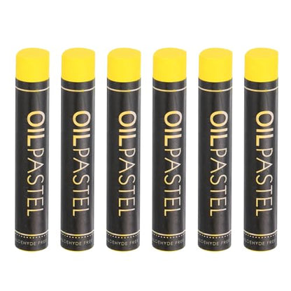 MECCANIXITY 6 PCS Oil Pastels, Soft Oil Chalk Pastels Crayons 11x70mm for Art Painting Drawing Blending, Color Crayons for Art Supplies Beginners, Yellow - color: Yellow