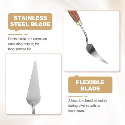 HARFINGTON Palette Knife Painting Tool 2.36" x 0.98" Stainless Steel Teardrop Blade 8.07" Length Spatula Painting Pallet Knives with Hole Beech Wood Handle for Oil Acrylic Canvas, Red/Silver - size: 8.07" x 0.98" x 2.36"