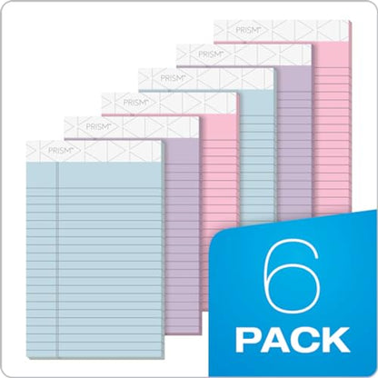 Tops 5 x 8 Legal Pads, Prism Brand, 2 Pink/2 Blue/2 Purple, Narrow Ruled, 50 Sheets Per Writing Pad, Made in USA (63016) 6 Count (Pack of 12) - size: 5" x 8" (Pack of 12)