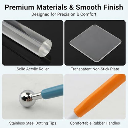 16PCS Clay Sculpting Tools Set with Roller & Storage Bag
