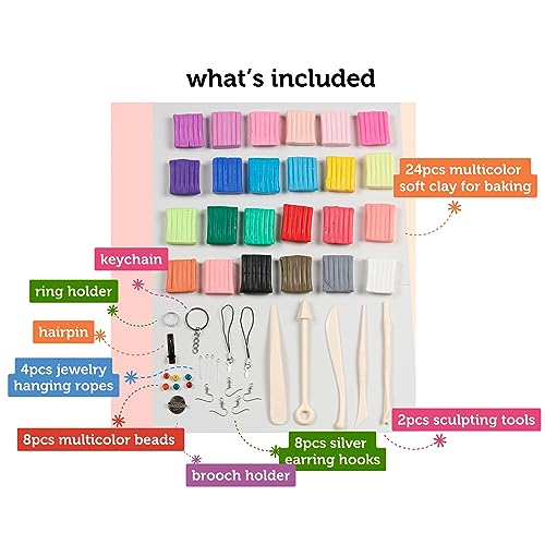 Incraftables Polymer Clay Kit – 24-Color Non-Toxic Oven-Bake Clay Set with Tools, Cutters, Molds, Jump Rings & Keychain Rings for Jewelry, Miniatures & Sculpting (Pack of 2) - size: Small (Pack of 2)
