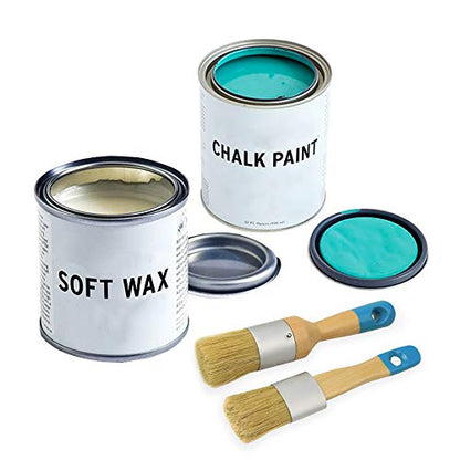MAXMAN Chalk Paint Brush Set, Small Wax & Stencil Brushes, Professional Natural Bristle Brushes for All Furniture Paints, No Shedding - size: 2PCS-Small
