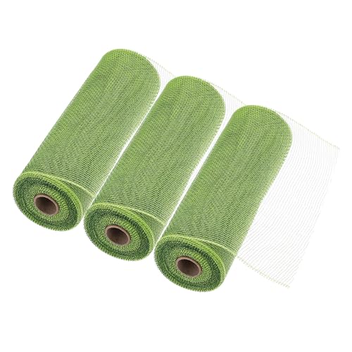 MECCANIXITY 3pcs 10 Inch Poly Burlap Mesh for Wreath, Decorative Mesh Fabric Ribbon 10 Yard for Fall Easter Christmas Flower Bow, Lake Green - color: Lake Green