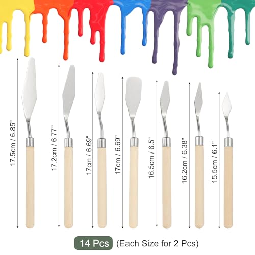 YOKIVE 14 Pcs Stainless Steel Palette Knife, Professional Art Spatula Set Oil Painting Accessories Color Mixing Scraper with Wood Handle, Great for Canvas Acrylic Painting (Wood Color) - color: Wood Color