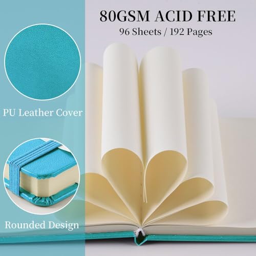 5x5 Pocket Sketch Book,80gsm Hardcover Art Sketchbook for Drawing Journal - color: PU Cover-5x5in-Lake Blue