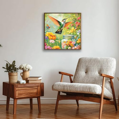 Reivworl Framed Hummingbird Paint by Numbers Kit for Adults Beginner 10×10 inch - color: 23-Hummingbird
