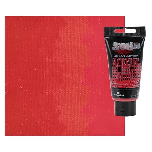 Soho Urban Artist Heavy Body Acrylic Paint - 75 ml Tube - Brilliant Red - Thick, Rich Color, Excellent Coverage, Professional Quality - Artists Acrylic Paint - color: Brilliant Red, size: 2.54 Fl Oz (Pack of 1)