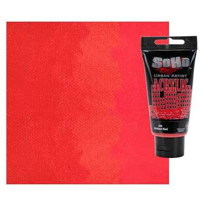 Soho Urban Artist Heavy Body Acrylic Paint - 75 ml Tube - Brilliant Red - Thick, Rich Color, Excellent Coverage, Professional Quality - Artists Acrylic Paint - color: Brilliant Red, size: 2.54 Fl Oz (Pack of 1)
