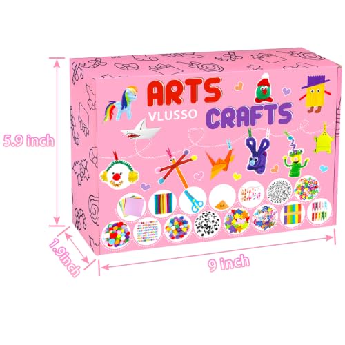 VLUSSO DIY Arts and Crafts Supplies Kit Materials Set for Kids and Toddlers | 2000 craft supplies, fine motor skills,parent-child interactive,gift for girls boys 4-12, homeschool use,educational toy,pink - size: 2000pcs-2