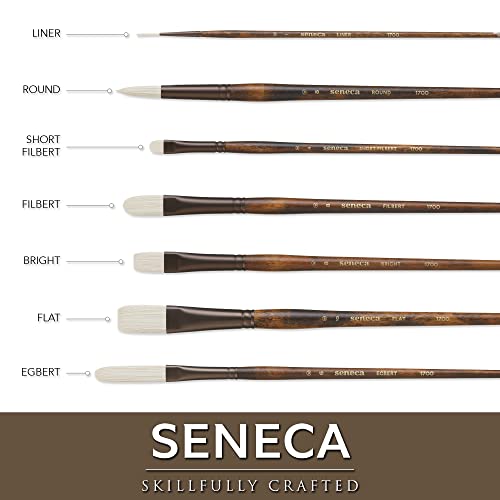 Seneca Artist Brush, Short Filbert 4 (1700SB-4) by Willow Wolfe, Professional Synthetic Bristle Paint Brush for Acrylic, Oil and Water Mixable Oil, S