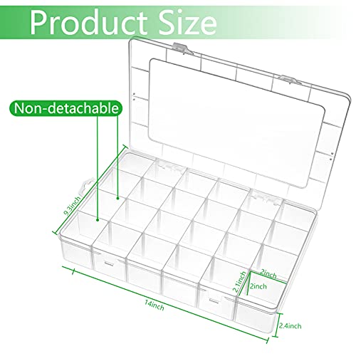 Gbivbe Large 24 Grids Plastic Organizer Box Adjustable Dividers,Clear Storage Box for Jewelry, Art DIY Crafts, Washi Tapes, Beads and Small Parts(3 Pack) - color: Clear-3