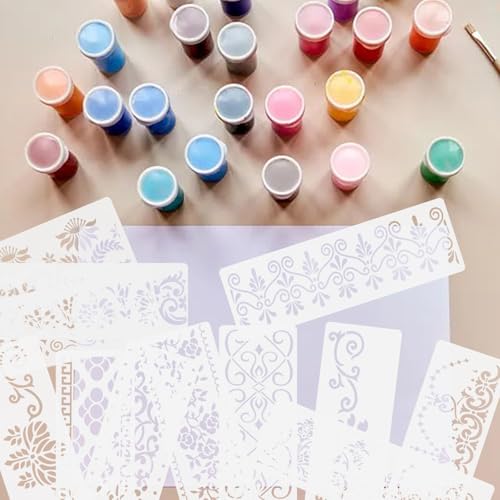 12 Pcs Border Stencils for Painting Mandala Flower Stencil Template Retro Reusable Furniture Cake Decorative Stencils Border for Wood DIY Craft Canvas Fabric - style: Mandala Style