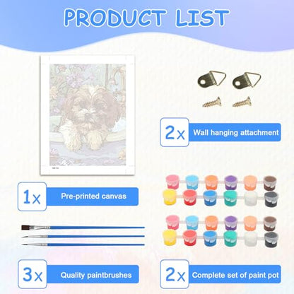 zpptAugs Paint by Numbers Kit for Adults Beginners，Dog Funny Adult Paint by Number Kits on Canvas,Digital Oil Number Painting Kits for Home Decor Gift 12"x16"(Without Frame)