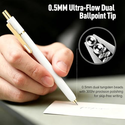 6Pcs Gel Pens-0.5mm Fine Point Black Ink with 3 Extra Refills, Soft Comfortable Grip,Smooth Fluent Writing,Retractable Design for Men Journal,Business Office and Nurse Note Taking (White) - color: White