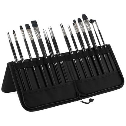 Creative Mark Black Swan Paint Brush Set Synthetic Red Sable Brushes for Acrylics, Oils, Glazings & Heavy Body Media - [Set of 23 Assorted Brushes w/Brush Easel Case]