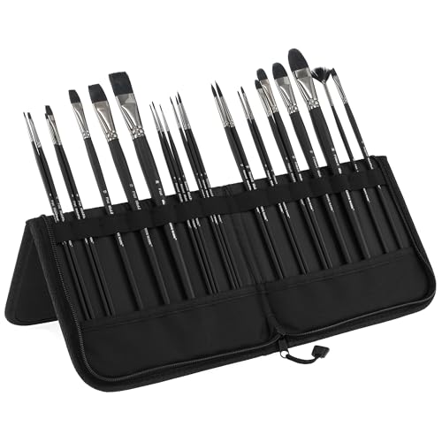 Creative Mark Black Swan Paint Brush Set Synthetic Red Sable Brushes for Acrylics, Oils, Glazings & Heavy Body Media - [Set of 23 Assorted Brushes w/Brush Easel Case]