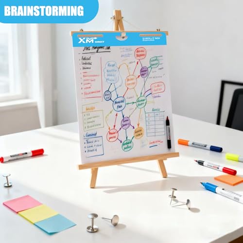 Mini Sticky Easel Pad, 13x17 Inch, 30 Sheets per Pad, 90 Sheets Total, Self-Stick Ruled Flip Chart Paper, Blue, 3 Pack (Line) - size: Line