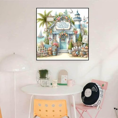 Dugsmgd Beach Diamond Art Kits for Adults, Diamond Painting Kits 14x14inch - color: Beach Shop