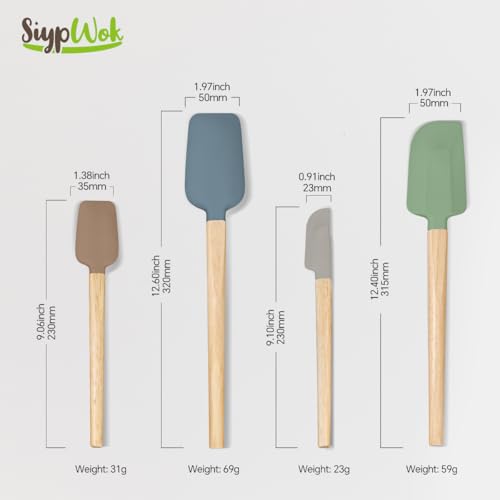 Silicone Spatula Set, Food Grade Rubber Spatula-4 Piece Nonstick Rubber Spatulas, Spoonula, Jar Scraper for Cooking, Baking, Mixing, Frosting - Heat Resistant Up to 600°F (4 Pcs Spatula Colorful) - color: Colorful