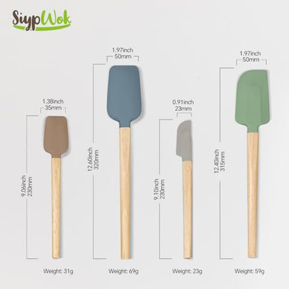 Silicone Spatula Set, Food Grade Rubber Spatula-4 Piece Nonstick Rubber Spatulas, Spoonula, Jar Scraper for Cooking, Baking, Mixing, Frosting - Heat Resistant Up to 600°F (4 Pcs Spatula Colorful) - color: Colorful