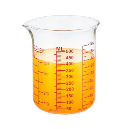 Ackers BORO3.3 Borosilicate Glass Measuring Cup, 500 ml (16 oz, 2 Cup) - size: 2Cup,500ML