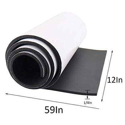 DGSL Foam Insulation Neoprene Sheets with Adhesive, 12''W x 59''L x 1/4''T | Weatherproof Soundproof Padding for Automotive, Multi-Function Soundproof Large Closed Cell Neoprene Rubber Roll - color: Black, size: 12 in x 59 in x 1/4 Inch