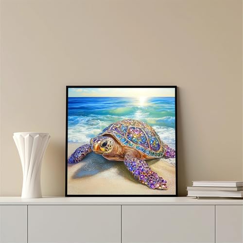 Sea Turtle Beach Diamond Art Kits for Adults, 5D Diamond Painting Kits - color: CM042