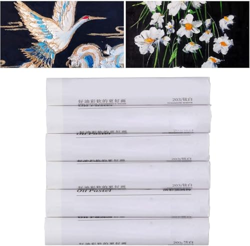 Zerodis White Oil Pastels Set,6 Pcs Unique Texture Soft Artist White Oil Pastels Dry Pastels Set Painting Art Supplies for Professional Drawing Art